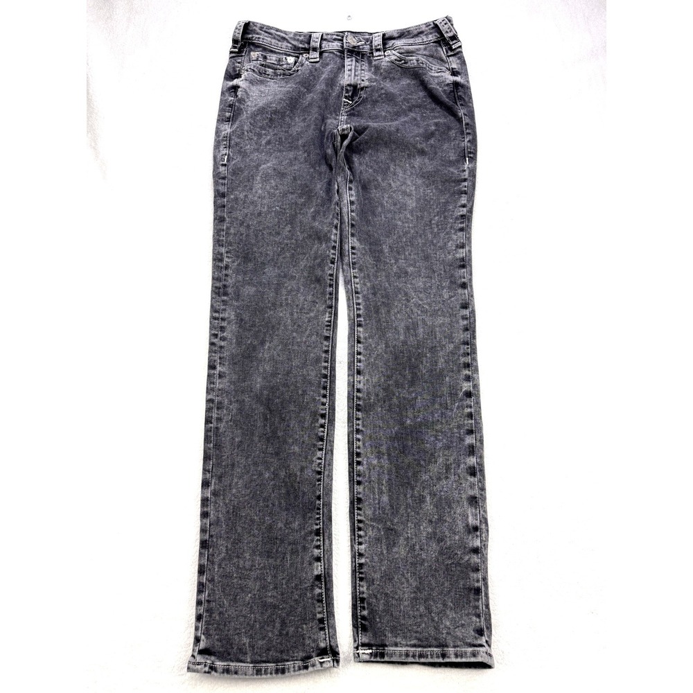 True Religion Jeans Men 31x34 Black Billie Mid Rise Straight Stone Wash Denim